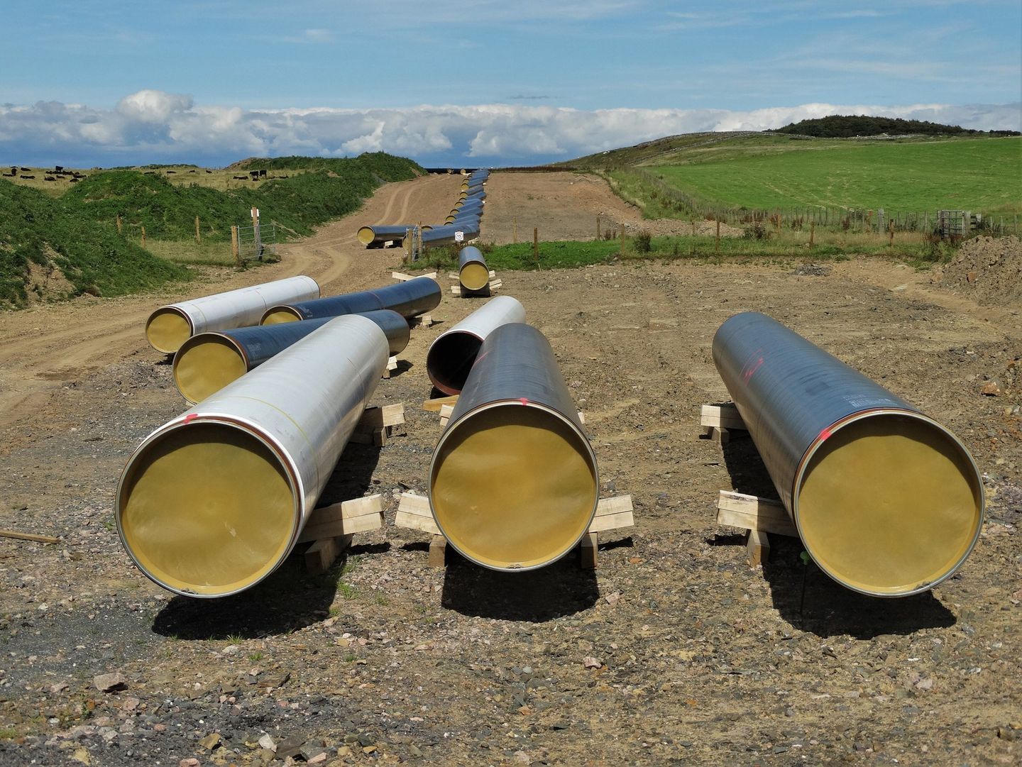 Gas pipeline construction near Borgue, Dumfries and Galloway
